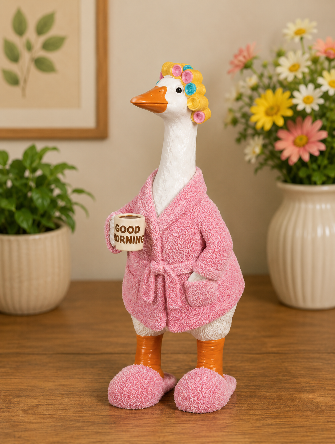 PREORDER ONLY 11.81"H Resin Goose with Bathrobe