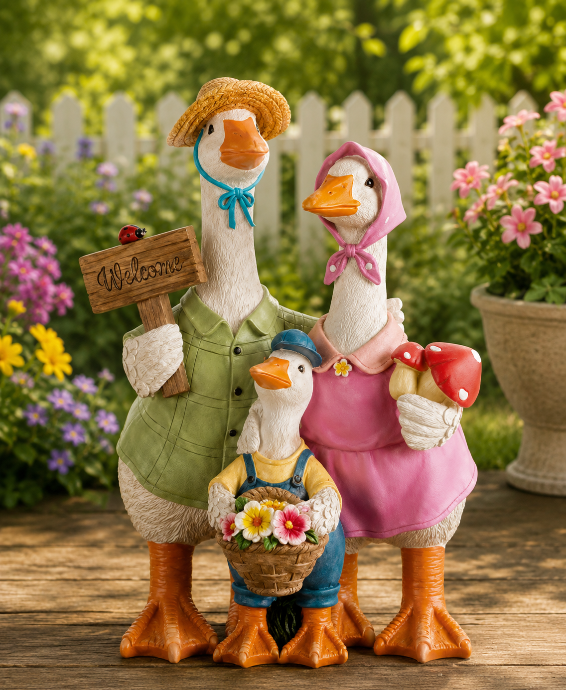 PREORDER ONLY 9.25"H Resin Goose Family