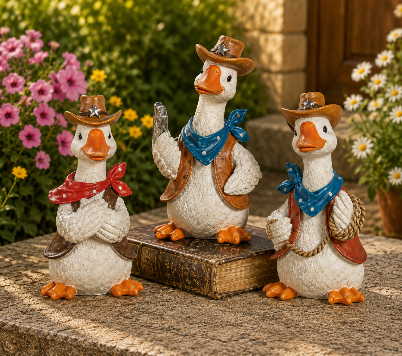 PREORDER ONLY 6.3"H Resin Cowboy Goose SET OF 3