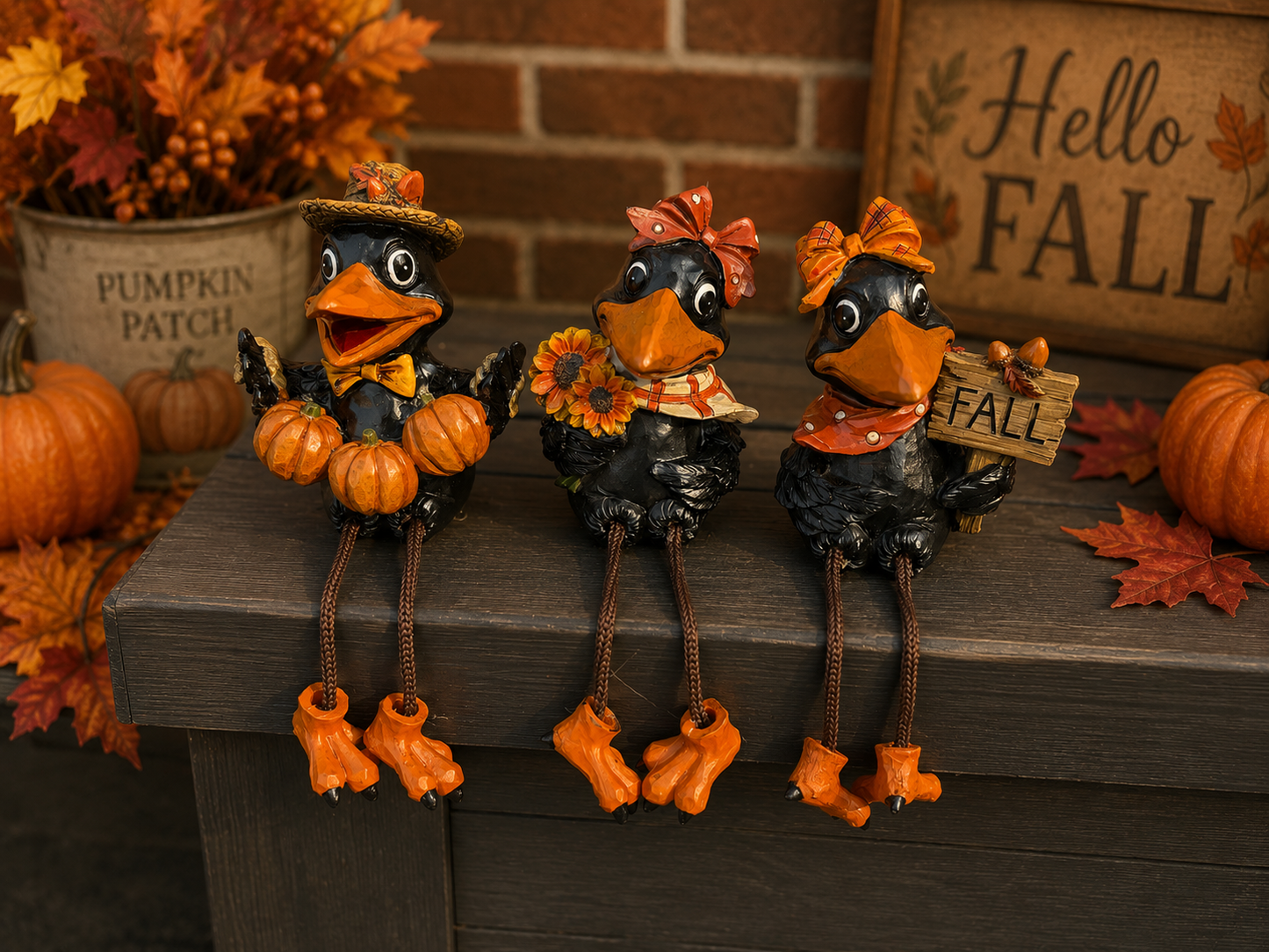 Kooky Crow Dangle Leg Sitter SET OF 3