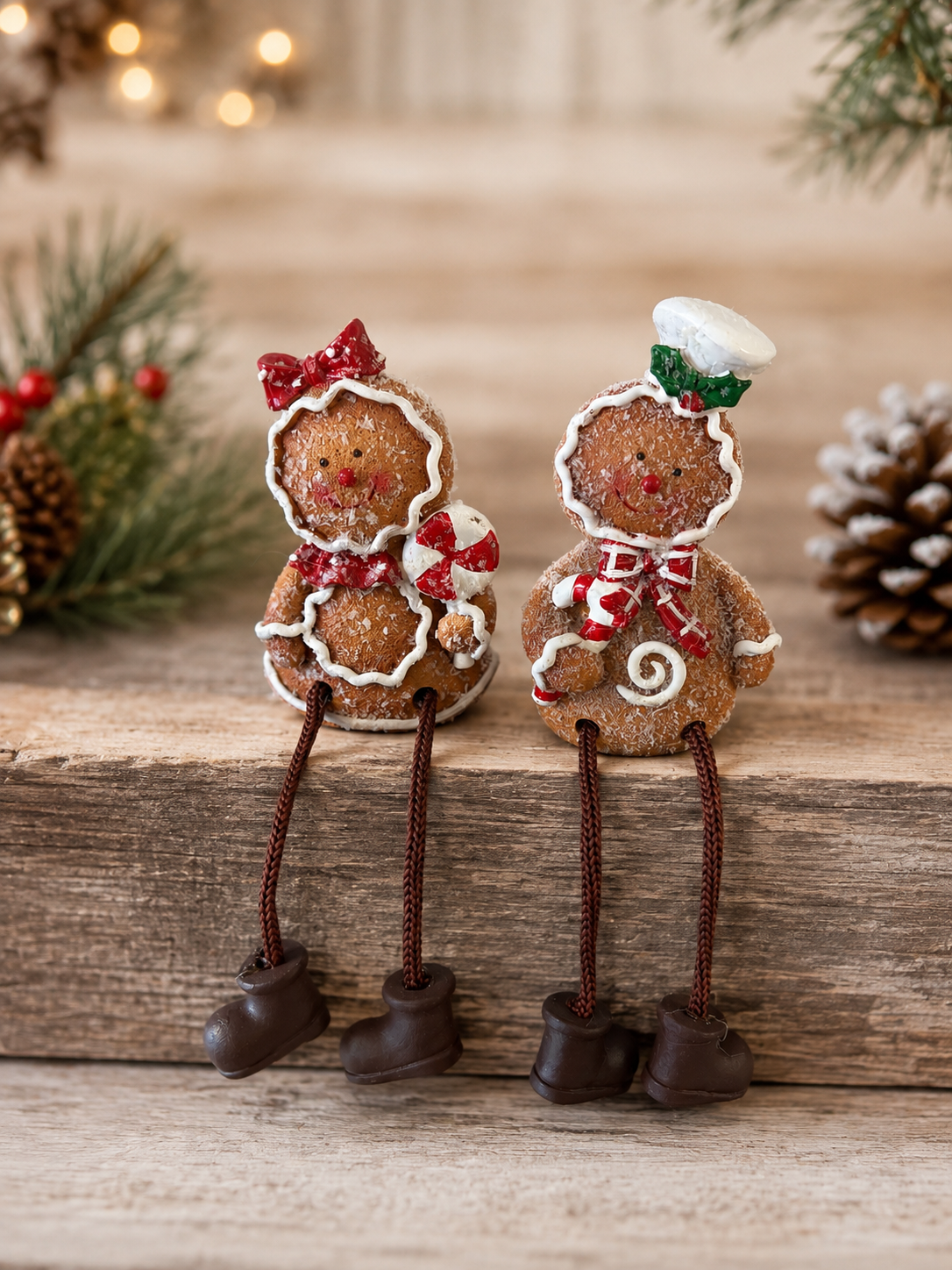 3.5" H Resin Holiday set of 2 Gingerbread