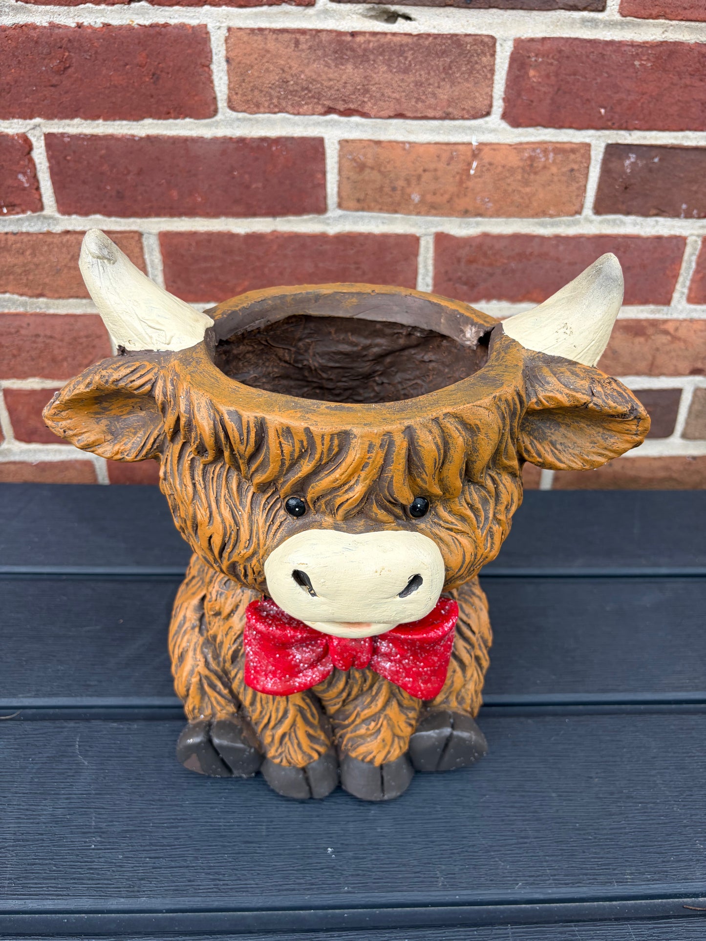 Highland Cow Planter with Bow