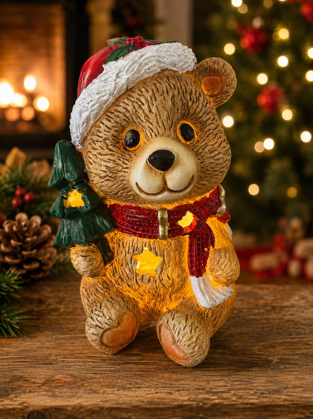 Brown Christmas Bear Lights Up