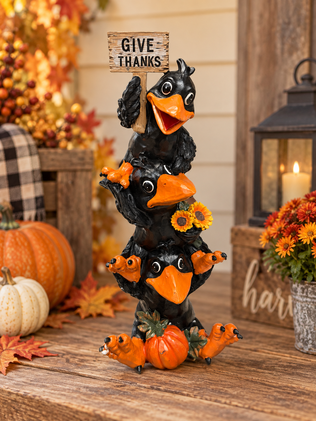 12.6" H Resin Stacking Crows