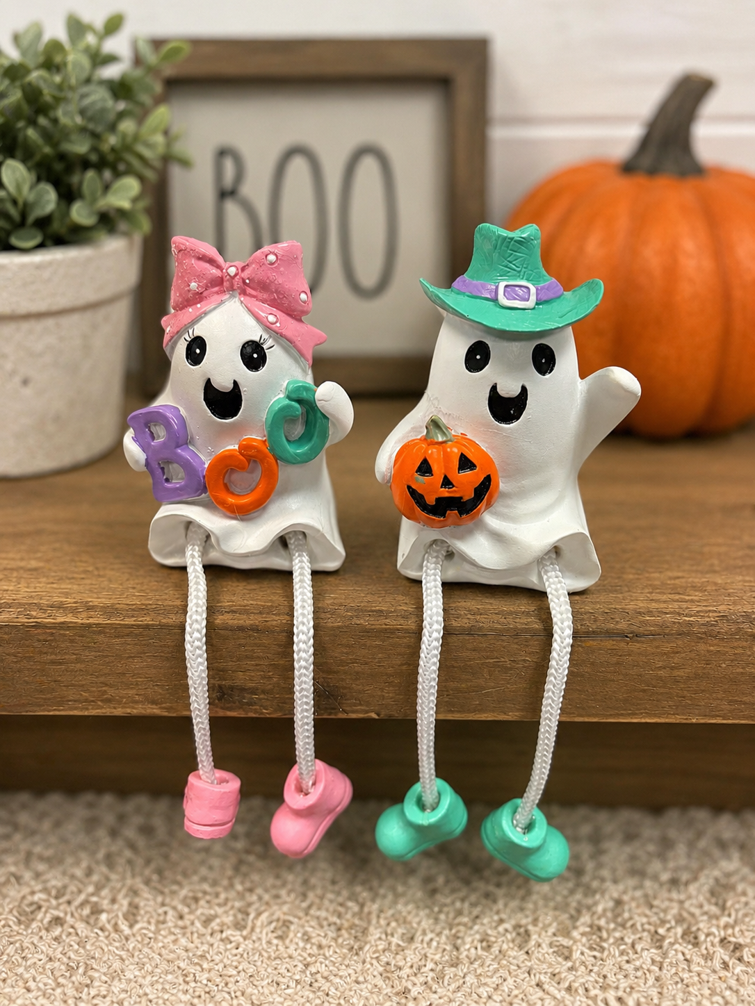 In Stock 2.95" H set of 2 Dangle leg ghost shelf sitter