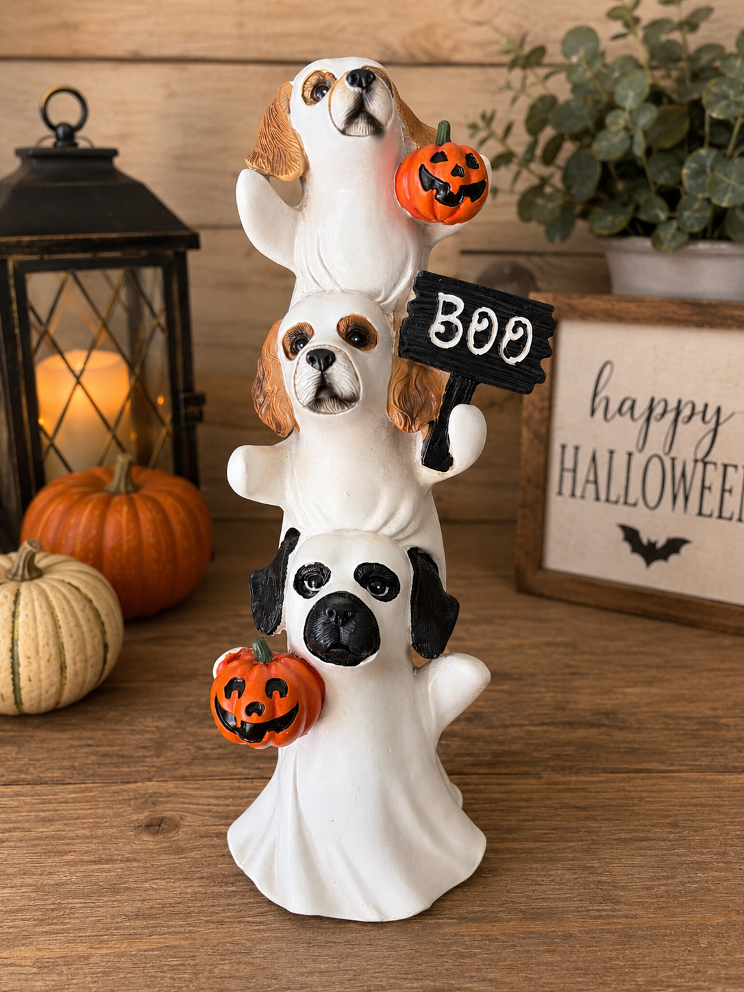 10.24" h Resin Halloween Dog stacker