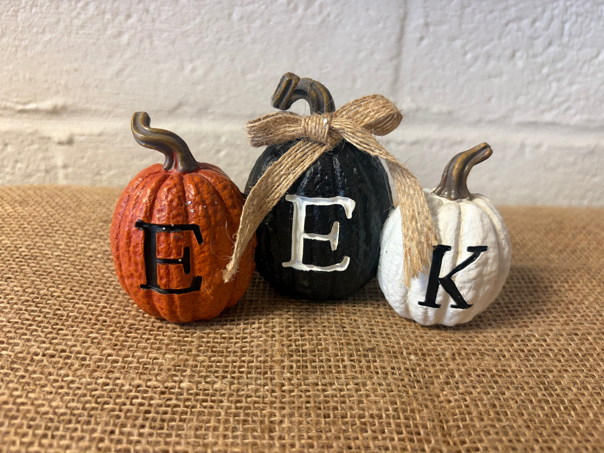 Halloween EEK Pumpkin Trio Decorative Accents Orange Black White Farmhouse Decor