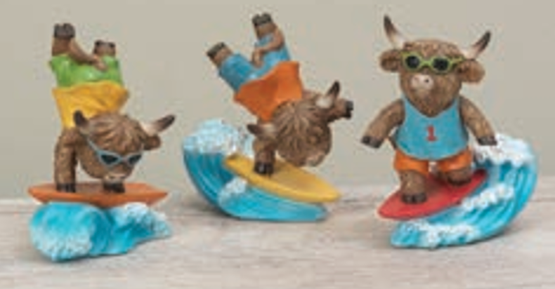 Highland Cow Surfers SET OF 3