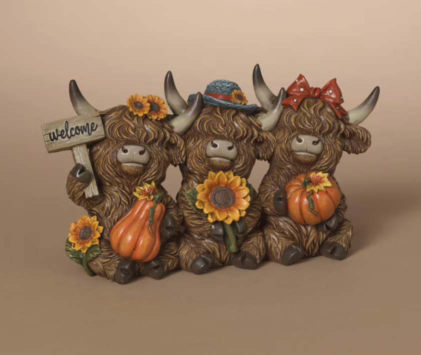 PREORDER ONLY 8.46"L Resin Harvest Highland Cows