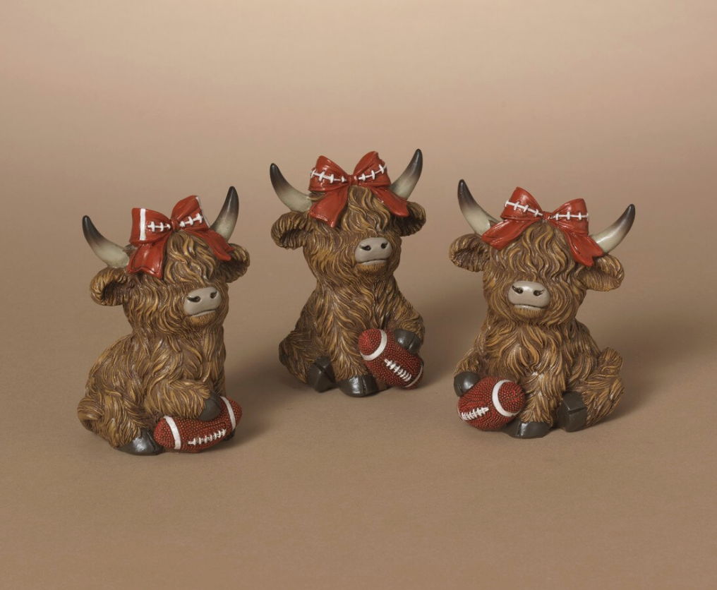 3.94"H Resin Harvest Highland Cow SET OF 3