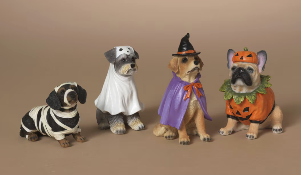 PRESALE ONLY 3.94"H Resin Halloween Dog SET OF 4