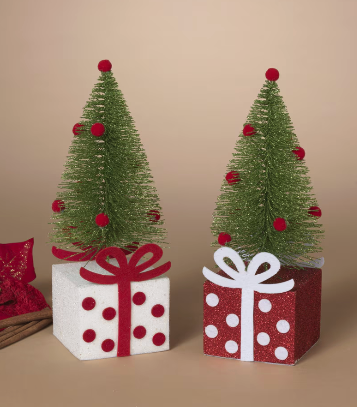 PREORDER ONLY 12"H Holiday Pine Tree SET OF 2