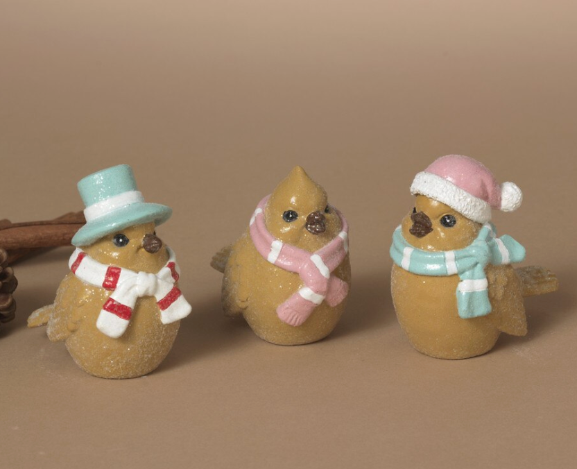 PREORDER ONLY 2.95"L Resin Holiday Gingerbread Bird SET OF 3