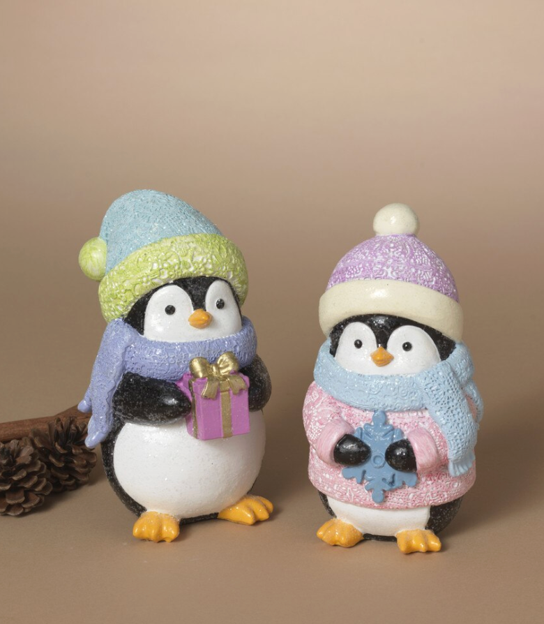PREORDER ONLY 6"H Resin Holiday Penguin SET OF 2