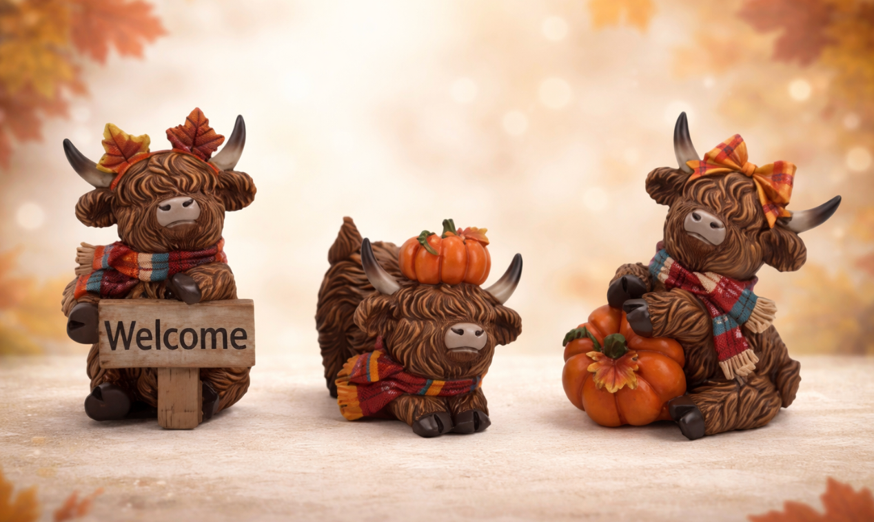PREORDER ONLY Resin set 3 Autumn Highland Cows