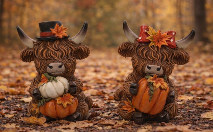 PREORDER ONLY SET OF TWO RESIN HARVEST COWS SMALL