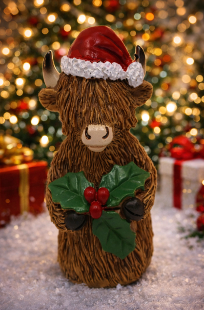 PREORDER ONLY FESTIVE HIGHLAND COW ORNAMENT