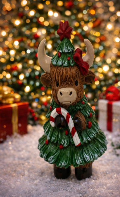 PREORDER CHRISTMAS TREE HIGHLAND COW ORNAMENT