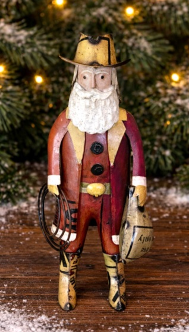 Recycled Metal Stetson Cowboy Santa