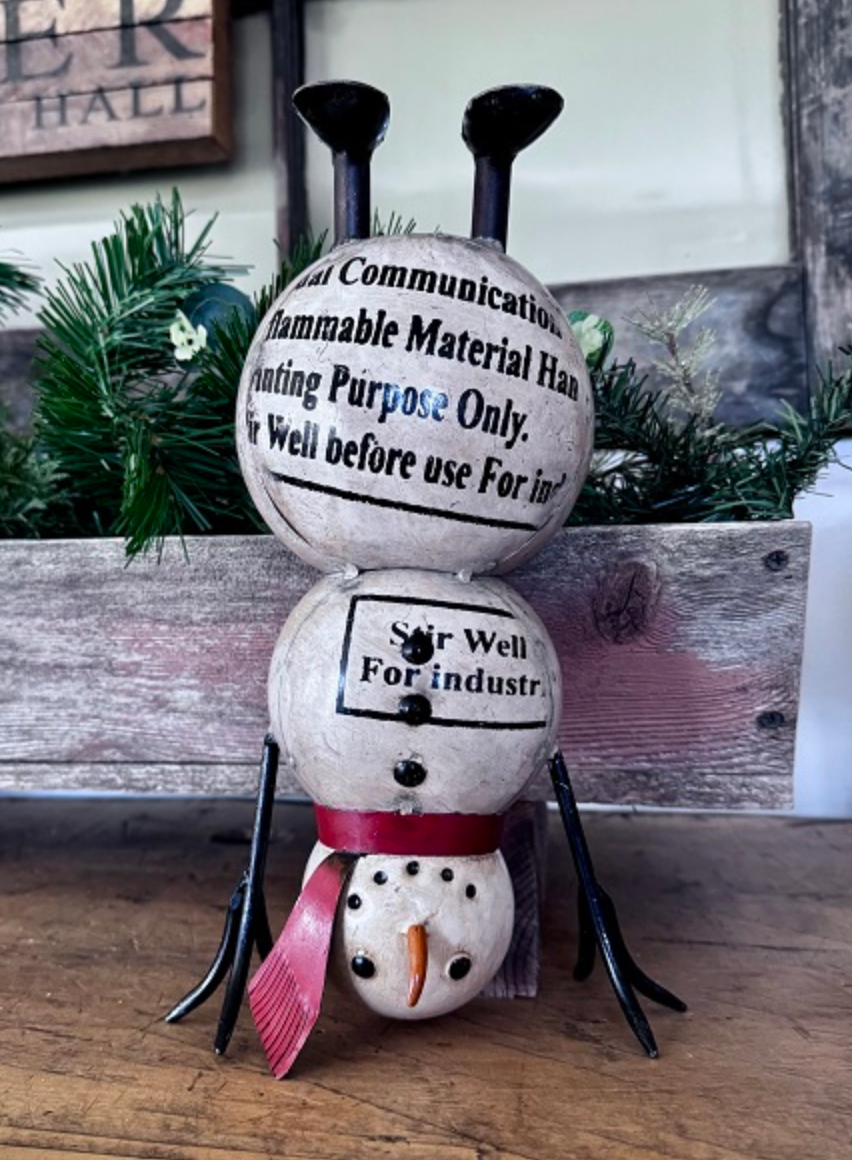 Recycled Metal Snowball Snowman PREORDER ONLY