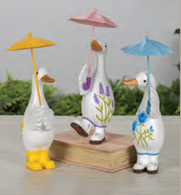 PREORDER ONLY 9.84"H Resin Goose with Metal Umbrella SOLD INDIVIDUALLY