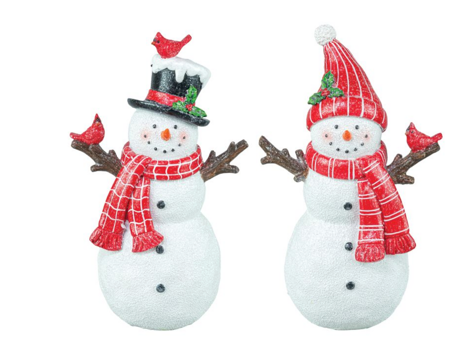 PREORDER ONLY Scarfed Cardinal Snowman Tabletop SET OF 2