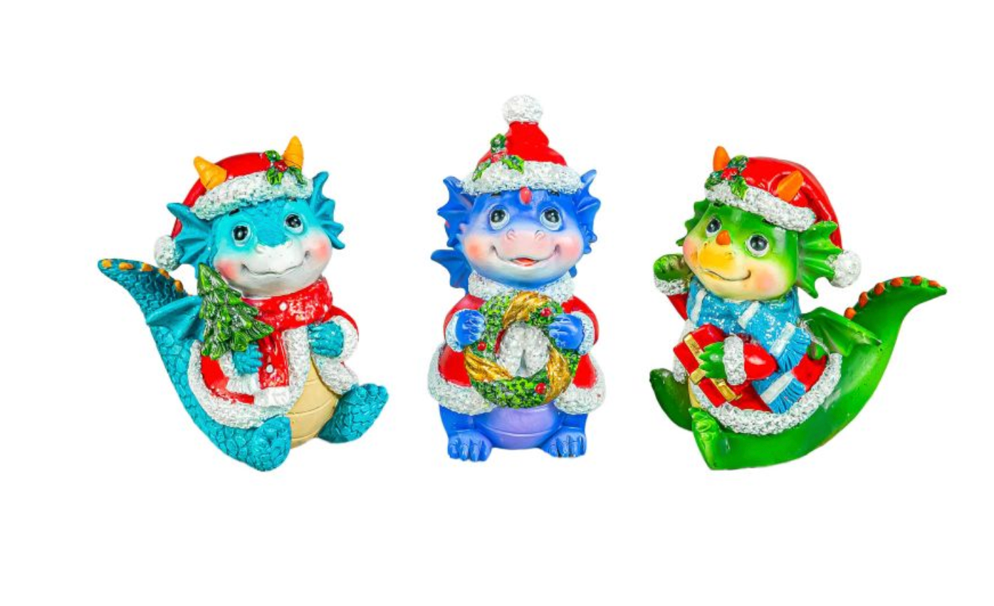 PREORDER ONLY Christmas Dragon Hatchling Sitter SET OF 3