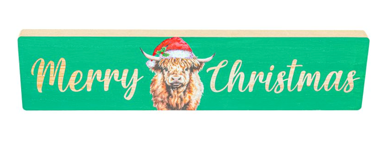 PREORDER ONLY Merry Christmas Highland Cow Block