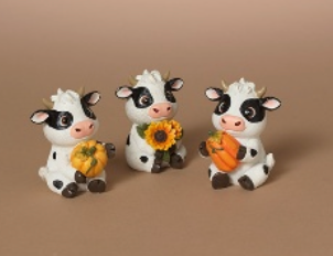 PREORDER ONLY 2.56" H Resin Harvest Cow Set of 3