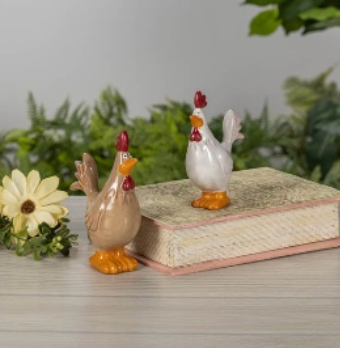 S/2 Stoneware Roosters PREORDER ONLY