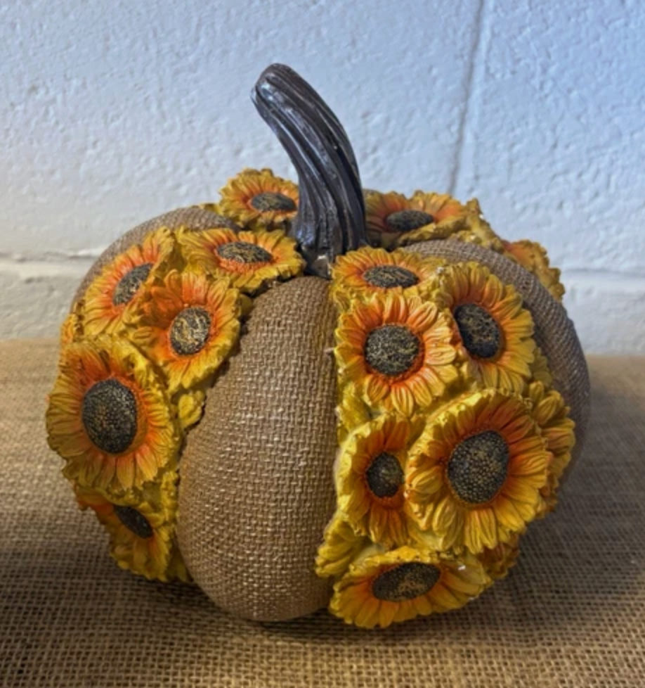 Sunflower Burlap Fabric Pumpkin Thanksgiving Seasonal Table Centerpiece Decor
