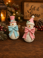 Pastel Bow Snowman 5" Stander SET OF 2