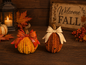 Ribbon Bow Maize Pumpkin 5" Tabletop  SET OF 2