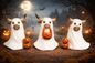 in stock Ghostly Highland Cow Trick or Treaters SET OF 3