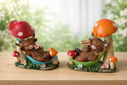 Highland Cow Mushroom Hanging SET OF TWO
