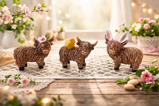 Mini set of 3 Easter Highland Cow