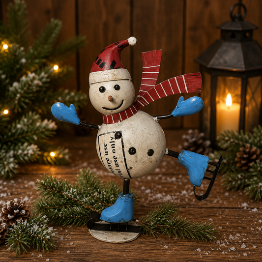 Recycled Metal SNOWBELL SKATING SNOW WOMAN PREORDER ONLY