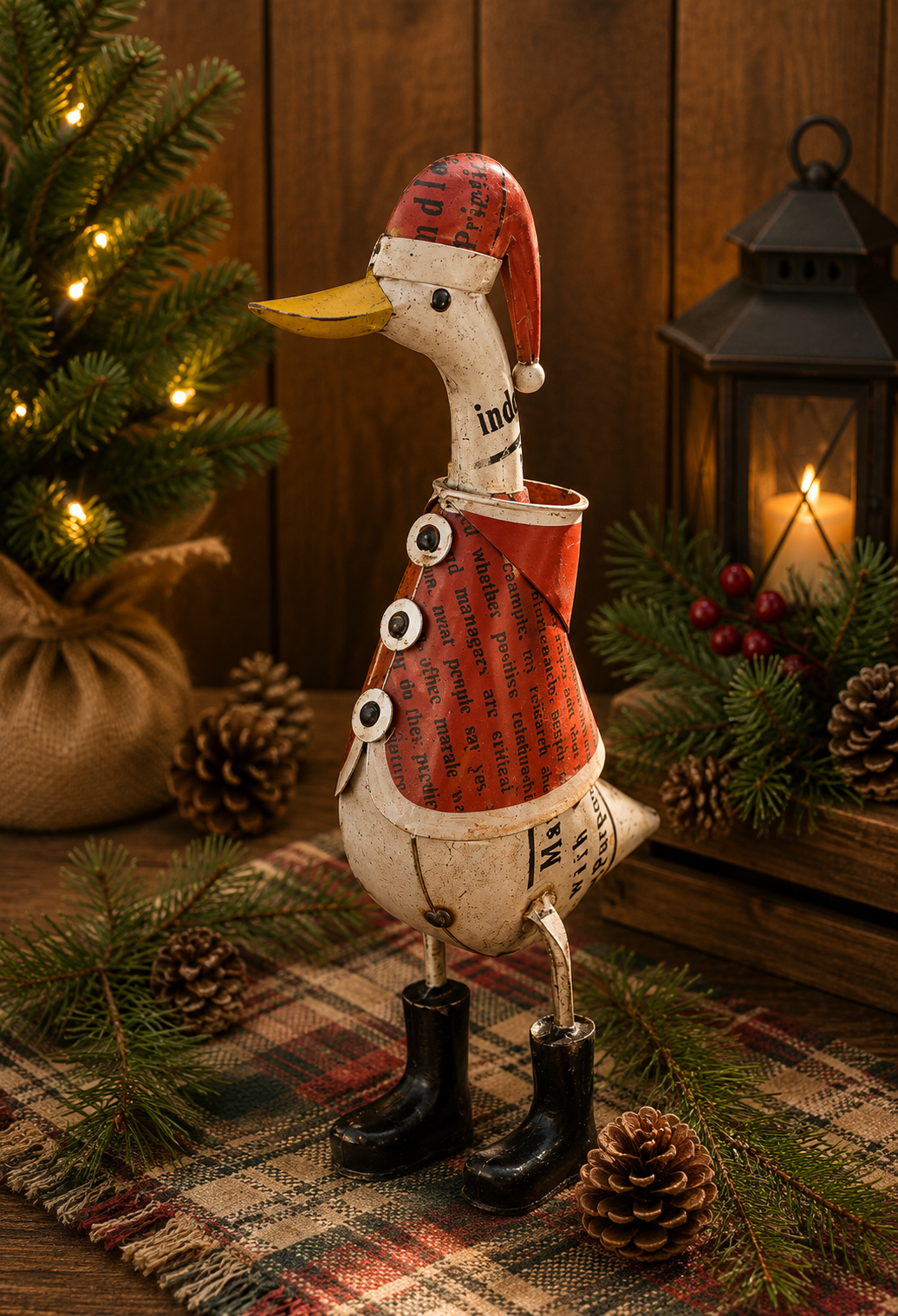 Recycled Metal Mallory Santa Duck