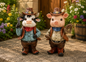 PREORDER ONLY 6.1"Resin Cowboy Pig & Cow SET OF 2
