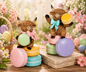 PREORDER ONLY 4.92"H Resin Highland Cow w/ Macaron SET OF 2