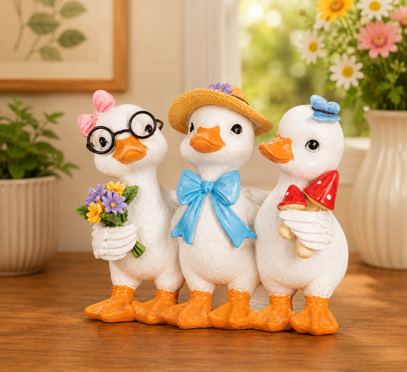 PREORDER ONLY  6.1"L Resin Spring Ducks