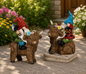 PREORDER ONLY   6.5"H Resin Gnome on Highland Cow SET OF 2