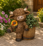 PREORDER ONLY 14.96"H Magnesium Highland Cow Planter
