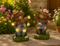PREORDER ONLY  8.27"H B/O Lighted Resin Highland Cow w/ Light String & Timer SET OF 2
