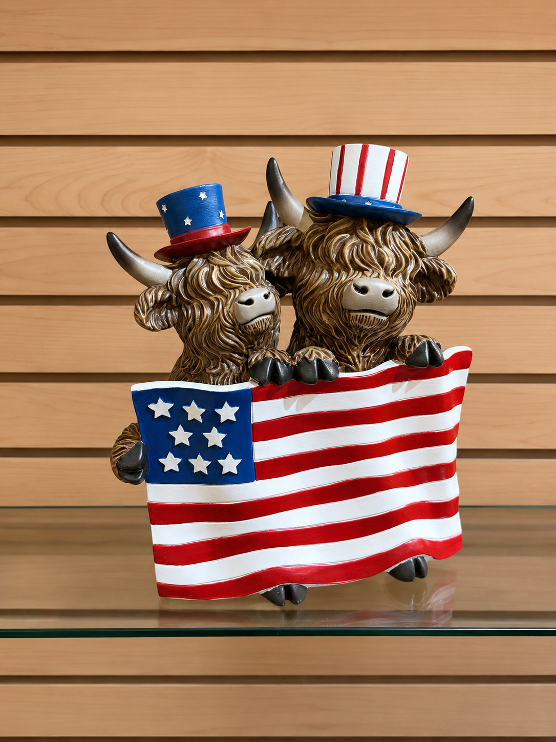 PREORDER ONLY LARGE!! Highland Cow holding flag (LOOK AT MEASUREMENTS)