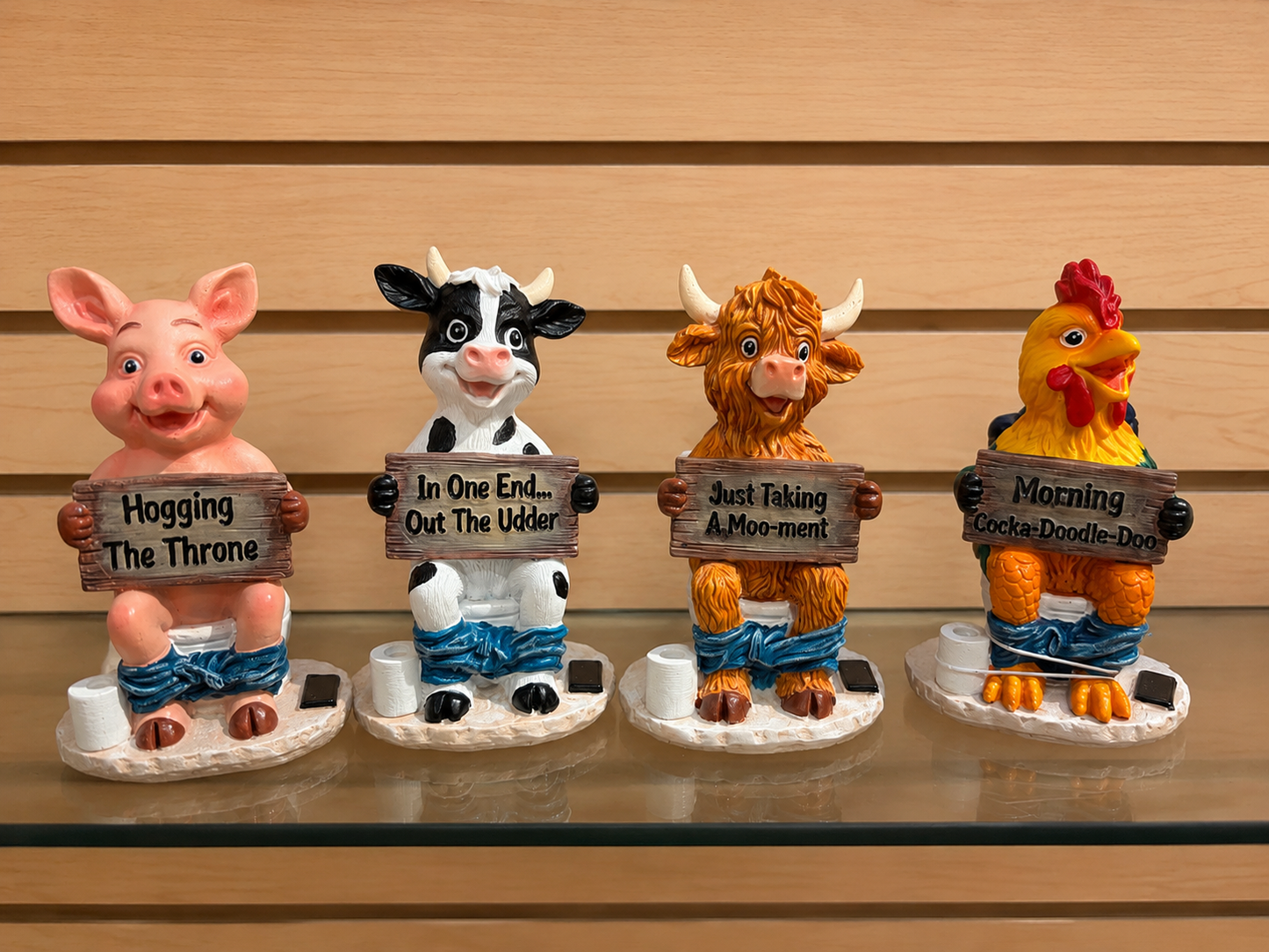 PREORDER ONLY funny set of 4 poly toilet animals