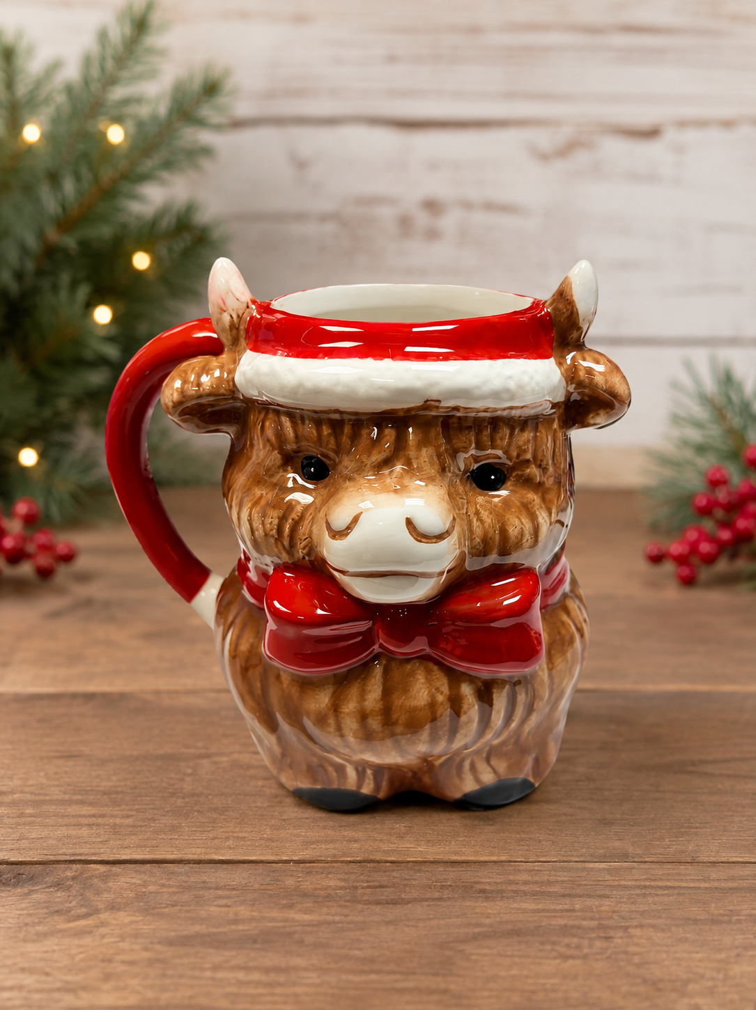 Santa's Hat Highland Cow Mug