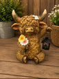 PREORDER ONLY Spring Flowers Highland Cow with Tealight Lantern