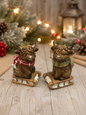 In stock Highland Cow on a sled SET OF 2