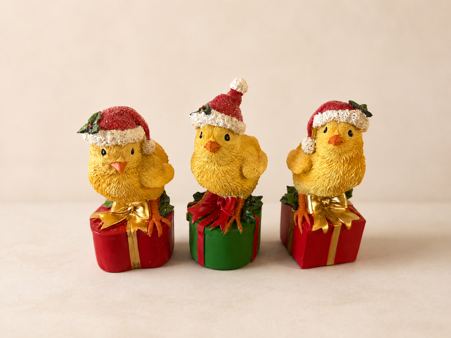 Holly Jolly Gift Box Christmas Chicks SET OF 3